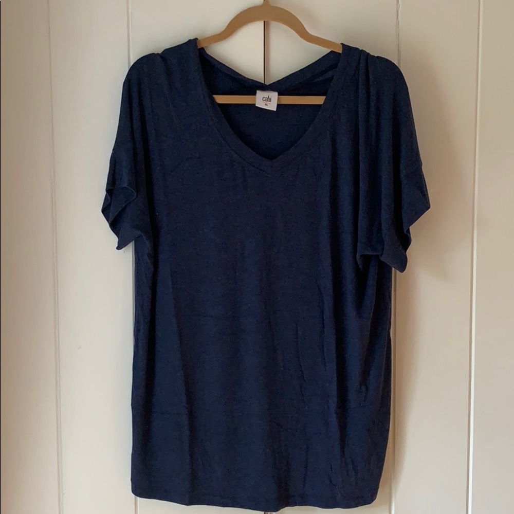 Cabi Navy Double V Short Sleeve Tee XL